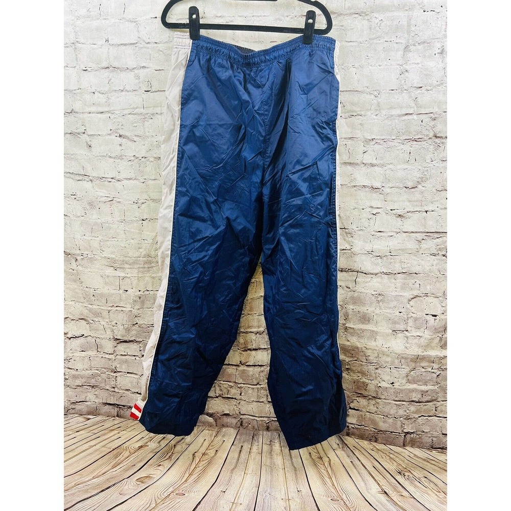 VINTAGE TOMMY HILFIGER ATHLETICS Pants Men BLUE RED Wind Track SNAP Ankle XL